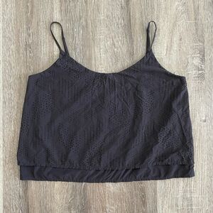 Athleta FWS Laser Cut Peforated Black Tank Top - Size: Medium